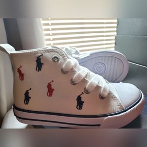 White Polo Ralph Lauren Hamptyn Hi canvas Sneakers Size Toddler Size 9